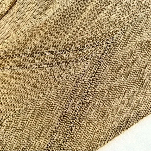 Rimini by Shaw Crocheted & Beaded Tan Beige Fitted Sleeveless Long Dress 8 Y2K - Picture 10 of 12